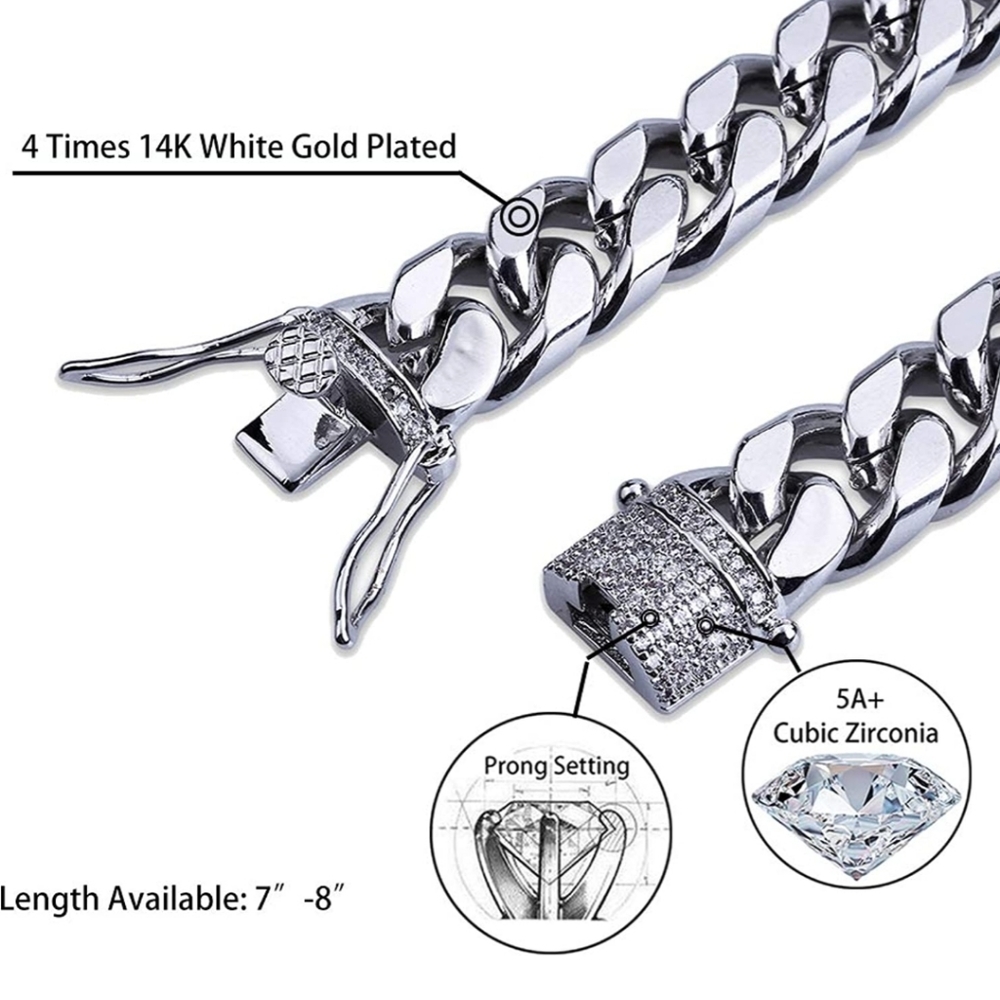 Miami cuban link bracelet with iced out clasp Men - Picture 4 of 4